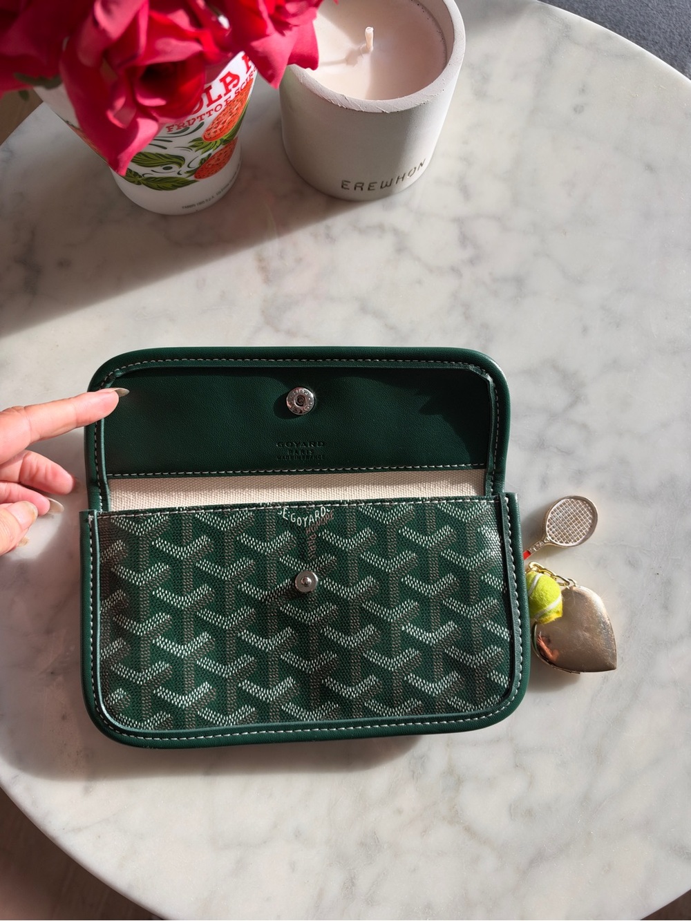 Goyard Green Goyardine Canvas Wallet Pochette Pouch Wristlet - Picture 4 of 5